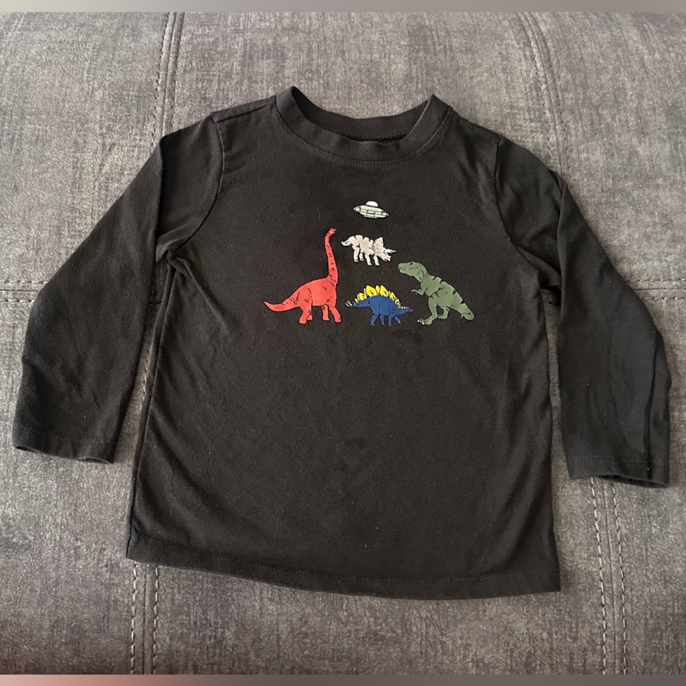 Garanimals Black Long Sleeve Tee with Vibrant dinosaur Graphic